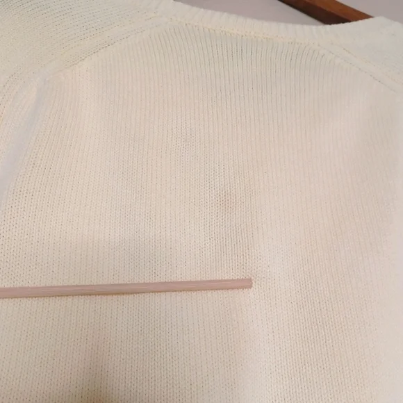 Vintage Lands' End Men's Cream Knit Long Sleeve  V-Neck Sweater Top Size XL - Picture 8 of 12